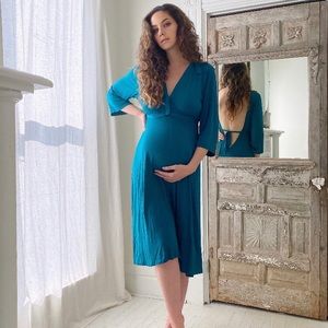 Lila labor gown & robe TEAL birth gown sz XXL